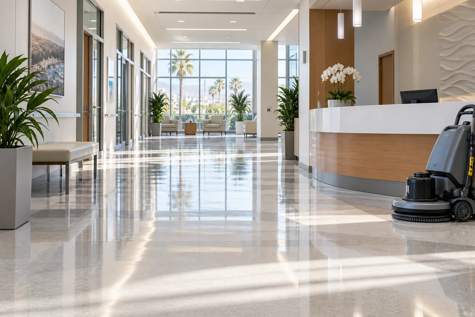 Clean Los Angeles medical facility common area
