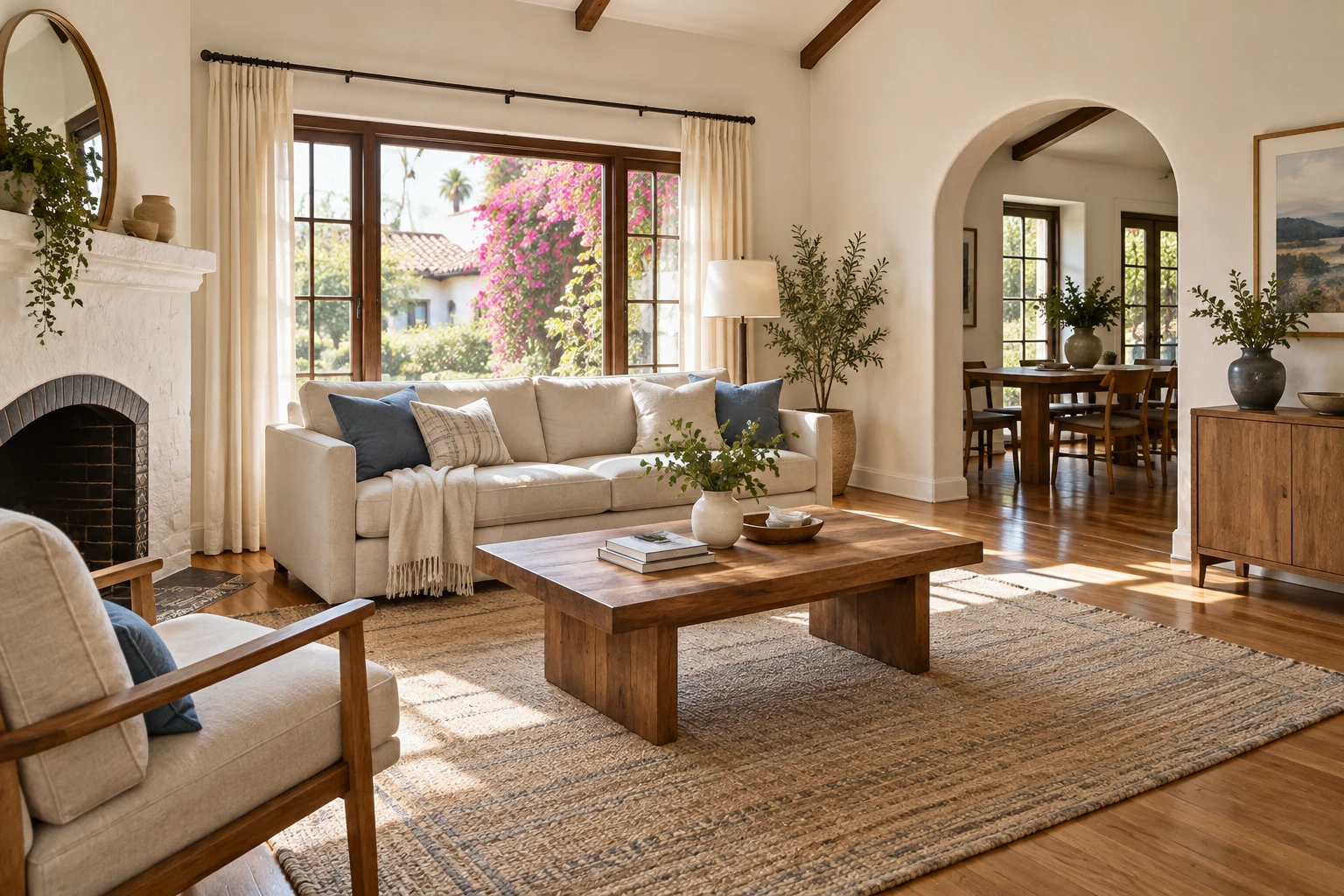 Freshly cleaned Los Angeles bungalow living room